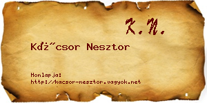 Kácsor Nesztor névjegykártya